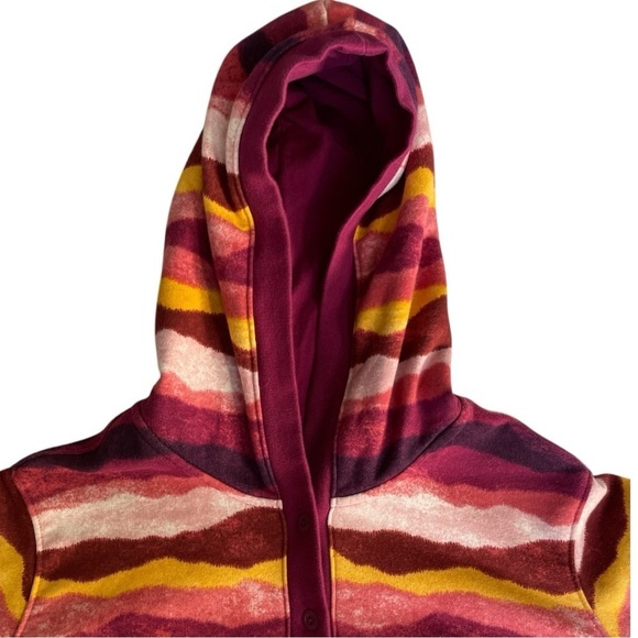 Lands End Long Sleeve Serious Sweats Button Hoodie Blackberry Mountain Ombré 2X - Picture 7 of 15